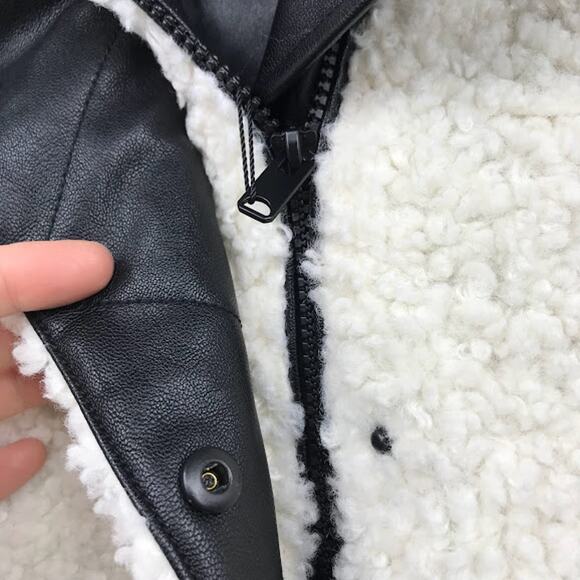 Andrew Marc New York Saros Faux Sherpa Jacket M Flap Pockets Zip Up Long Sleeve - Picture 6 of 6